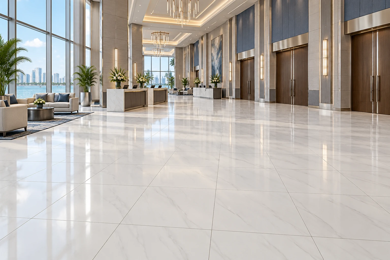 JW Marriott Tampa Water Street proposed Marimol Silk tile application: Between Events: Hotel Conference Foyer