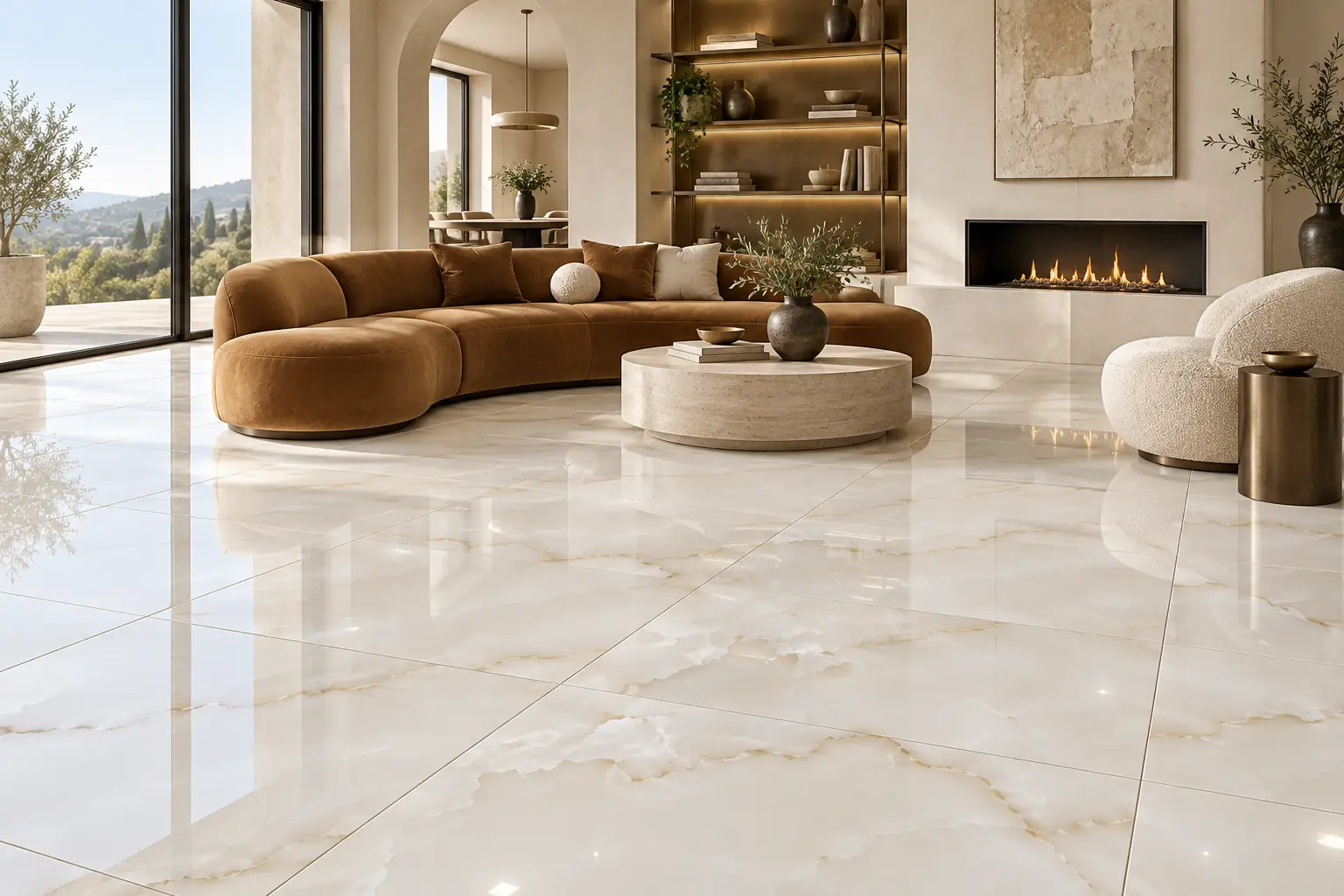 Design visualization featuring Onice Crema 40x40